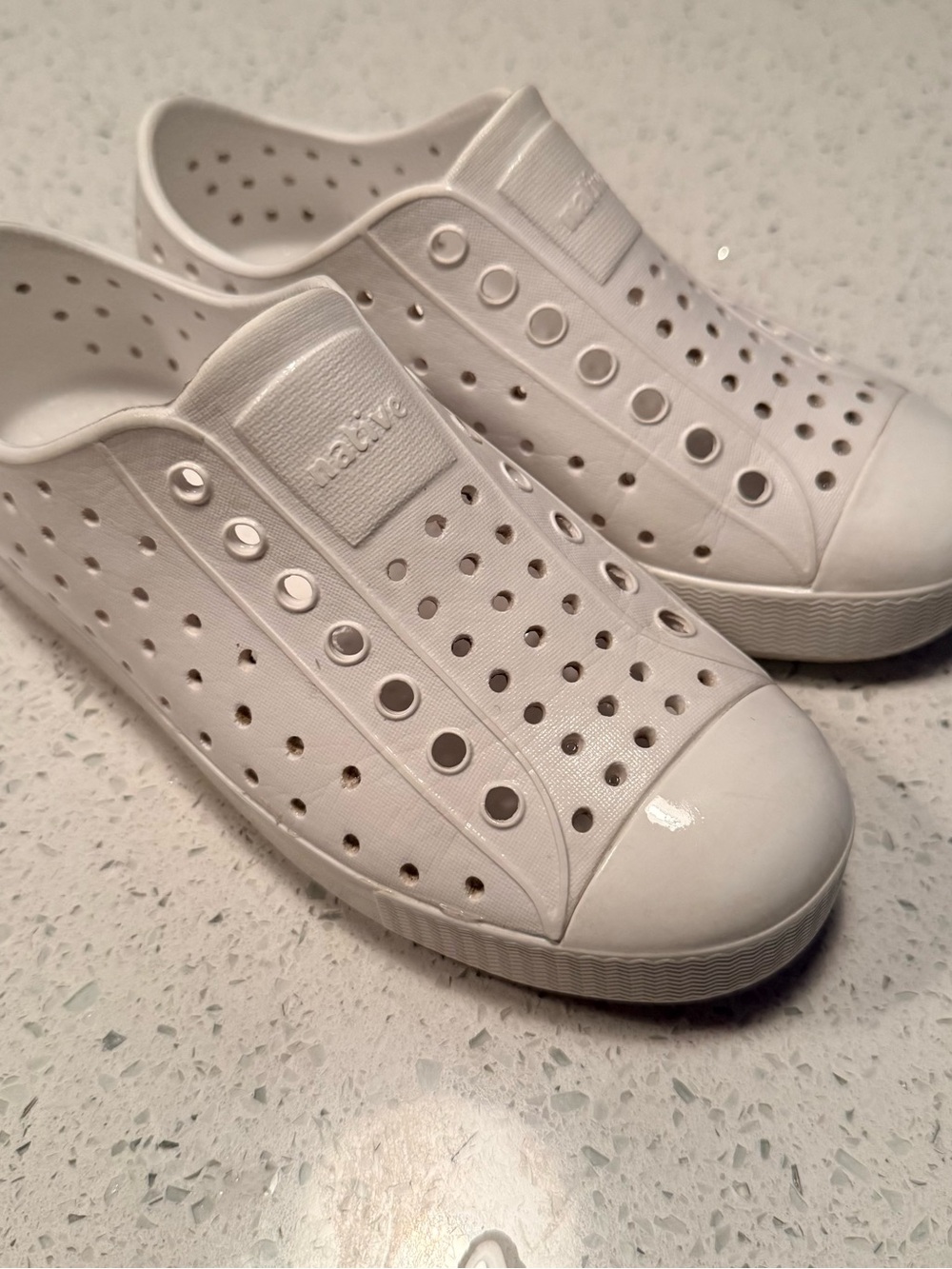 Native Shoes White Perforated Slip-On Kids Sneakers
